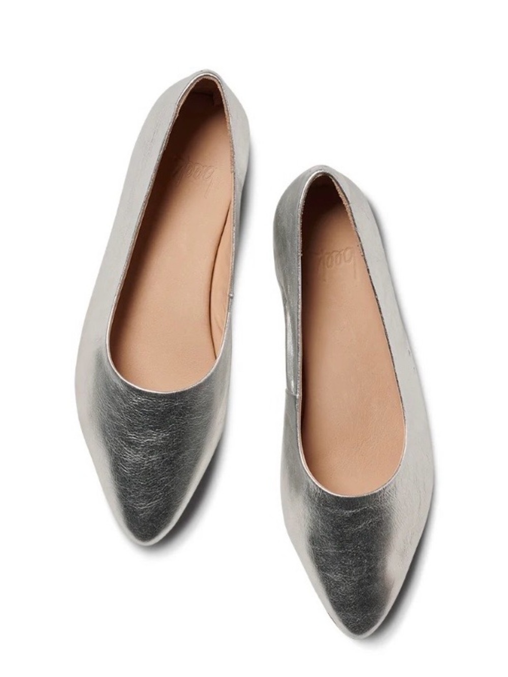 H&M Metallic Silver Pointed Ballet Flats